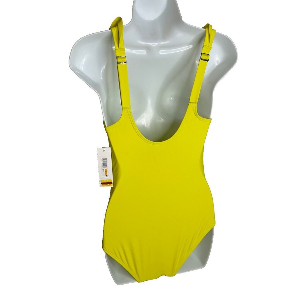Dkny Ruffle Plunge Underwire Tummy Control One-Piece Swimsuit yellow Size S - Picture 3 of 9